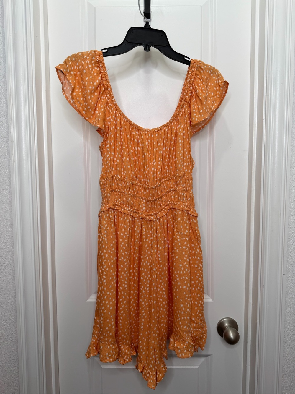 Lush Lorelei Polka Dot Romper Size Medium Orange Cream